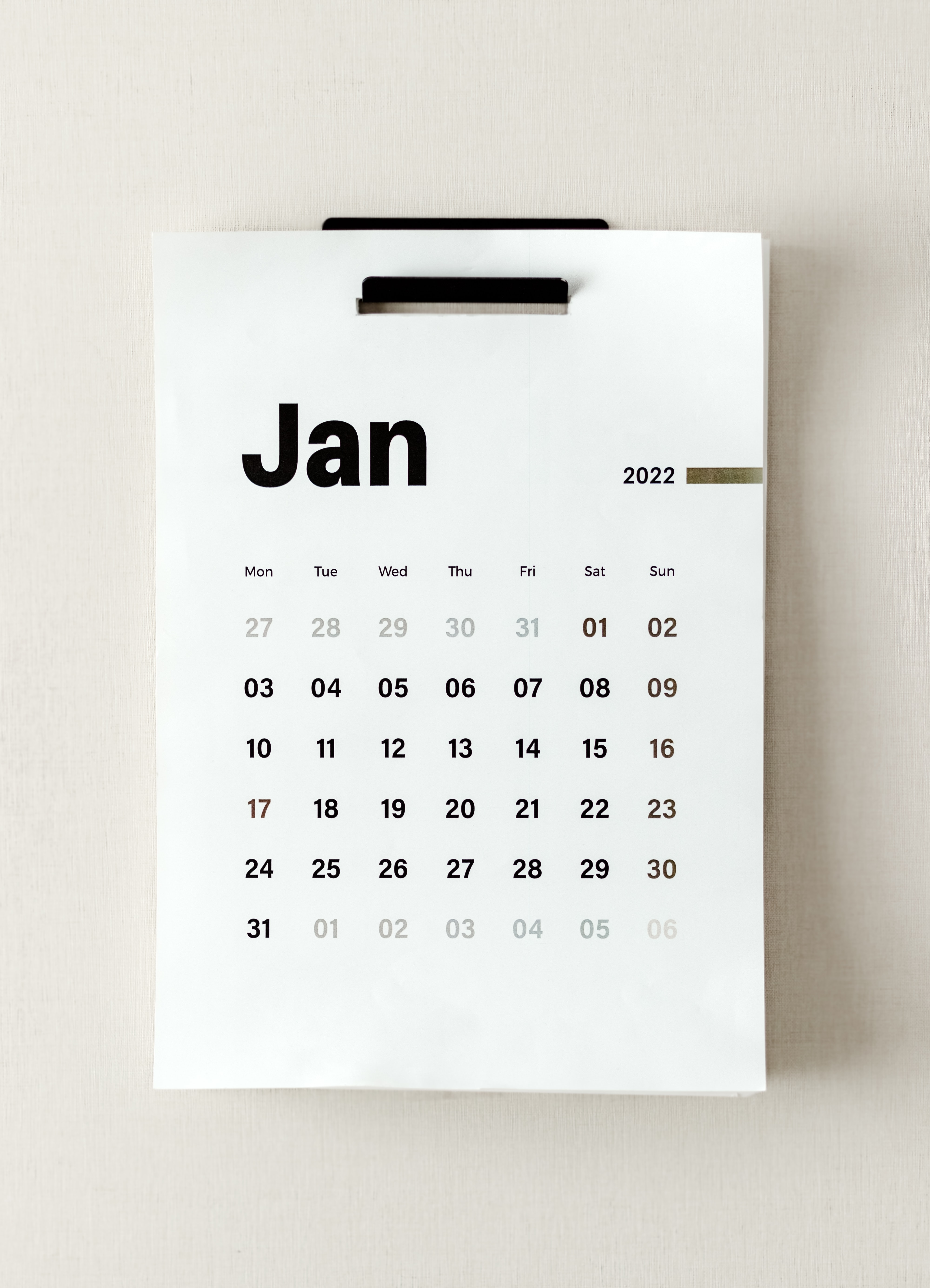 Calendar on January